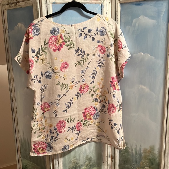 Bellambra 100% Linen Flax  Floral Top - Picture 5 of 7